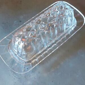 VTG Clear Glass cut Crystal Butter Dish